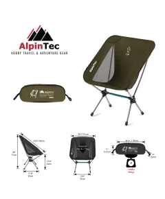 Alpintec Strong green folding aluminum chair for camping
