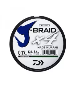 Daiwa Fishing Braid  J-Braid x4 Green 135m, Size: 0.150mm