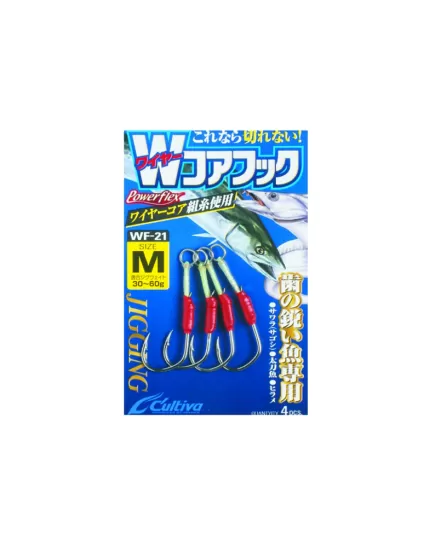 Αγκίστρι Cultiva Owner WF-21 με νήμα, περιστροφέα και κρίκο για jigging