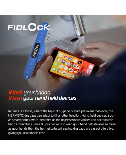 Μπλε στεγανή θήκη παραλίας με λουρί για έγγραφα και κινητό