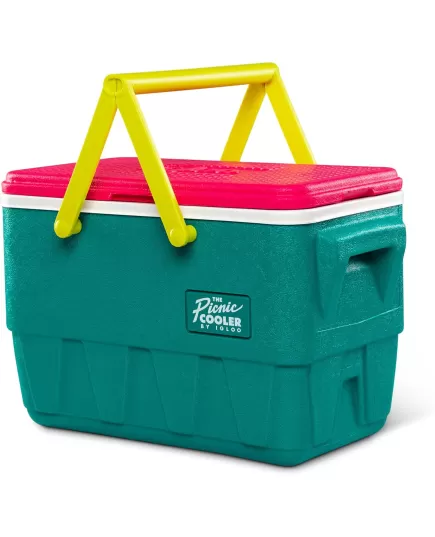 Μπροστινή όψη του ψυγείου Igloo Vintage Picnic 23 λίτρων σε πράσινο χρώμα