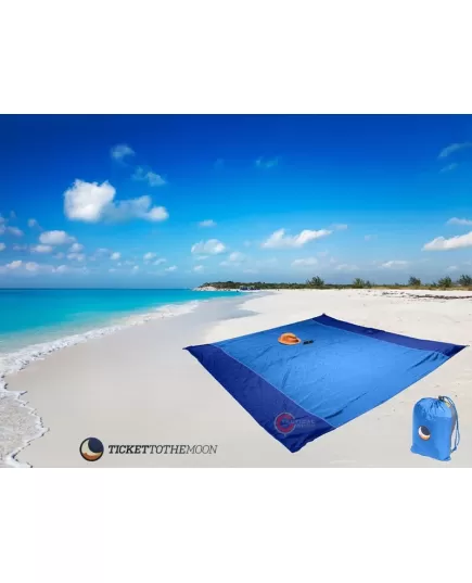 Ticket To The Moon Beach Blanket Aqua/Orange, 2 image