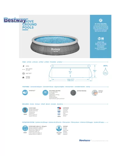 Πισίνα 396x84cm Fast Set Pool 57376 BestWay , 5 imageΠισίνα 396x84cm Fast Set Pool 57376 BestWay, 5 image