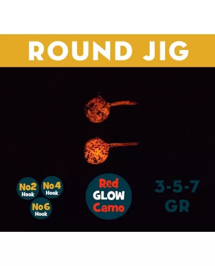 Μολυβοκεφαλή Nerd Fishing Round Lead Jig 3gr Red Glow Camo, Άλλα: No6 , 2 imageΜολυβοκεφαλή Nerd Fishing Round Lead Jig 3gr Red Glow Camo, Άλλα: No6, 2 image