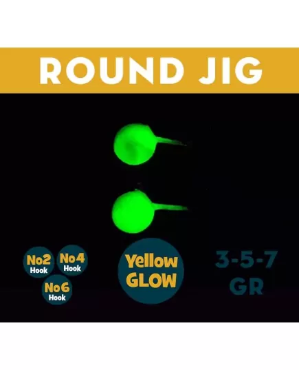 Μολυβοκεφαλή Nerd Fishing Round Lead Jig 3gr Yellow Glow, Άλλα: No6 , 2 imageΜολυβοκεφαλή Nerd Fishing Round Lead Jig 3gr Yellow Glow, Άλλα: No6, 2 image